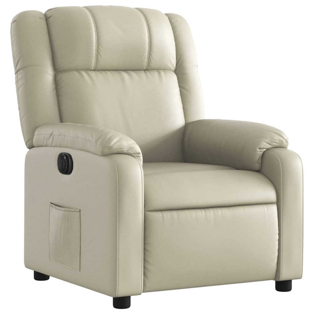 vidaXL Fotoliu rabatabil electric, crem, piele ecologică