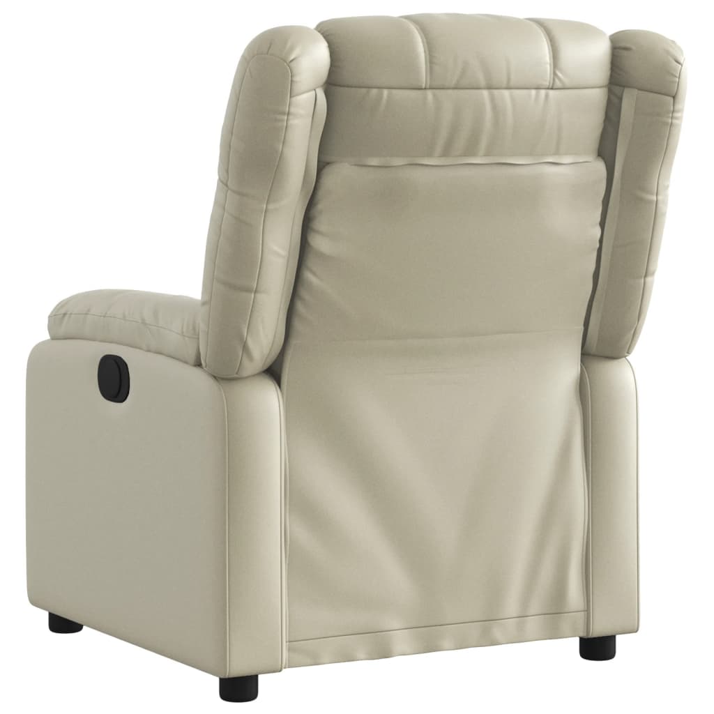 vidaXL Fotoliu rabatabil electric, crem, piele ecologică