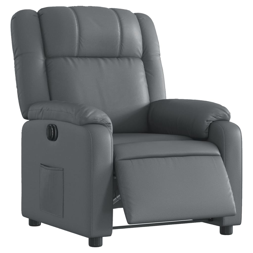 vidaXL Fotoliu rabatabil electric, gri, piele ecologică