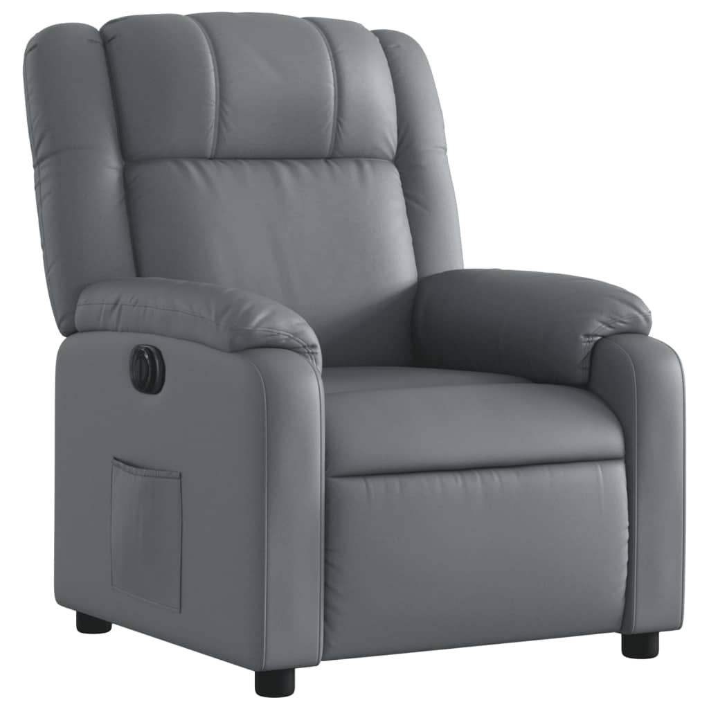 vidaXL Fotoliu rabatabil electric, gri, piele ecologică