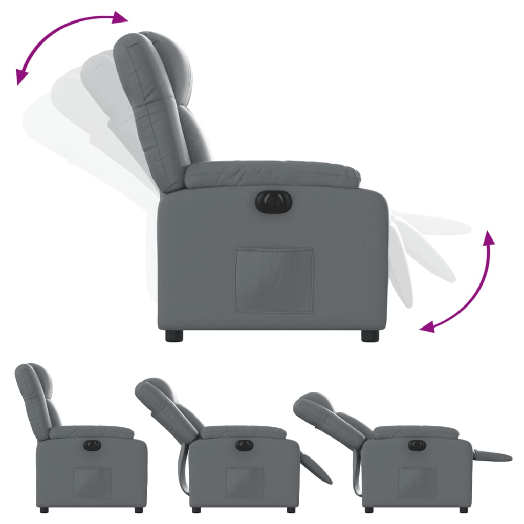 vidaXL Fotoliu rabatabil electric, gri, piele ecologică