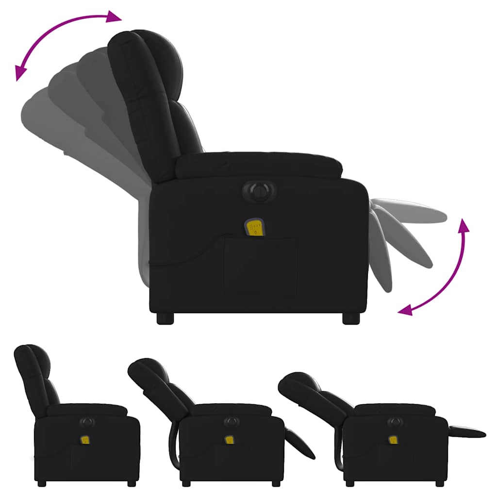 vidaXL Fotoliu electric de masaj rabatabil, negru, piele ecologică vidaXL Fotoliu electric de masaj rabatabil, negru, piele ecologică