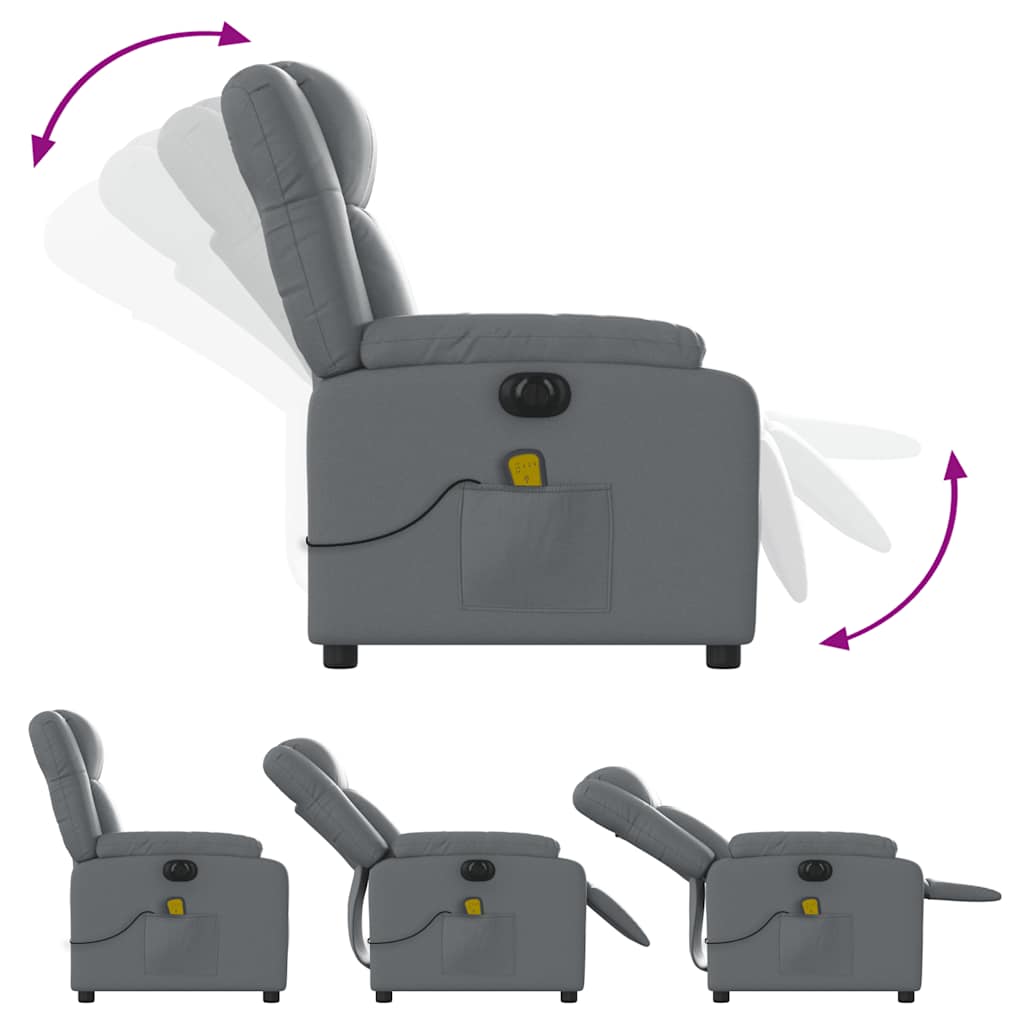 vidaXL Fotoliu de masaj electric rabatabil, gri, piele ecologică vidaXL Fotoliu de masaj electric rabatabil, gri, piele ecologică