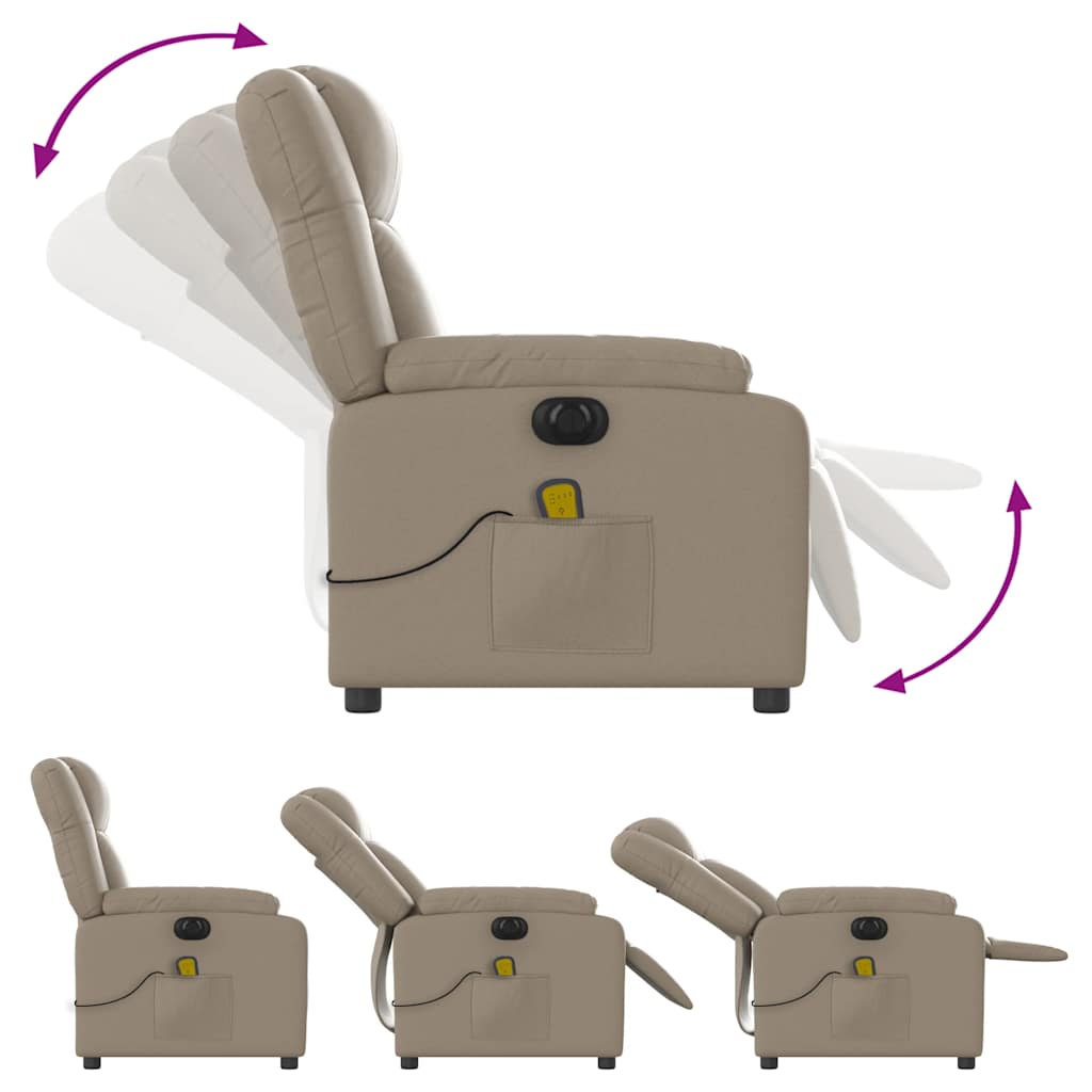 vidaXL Fotoliu electric masaj rabatabil, cappuccino, piele ecologică