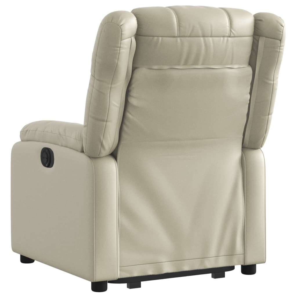 vidaXL Fotoliu rabatabil electric cu ridicare, crem, piele ecologică