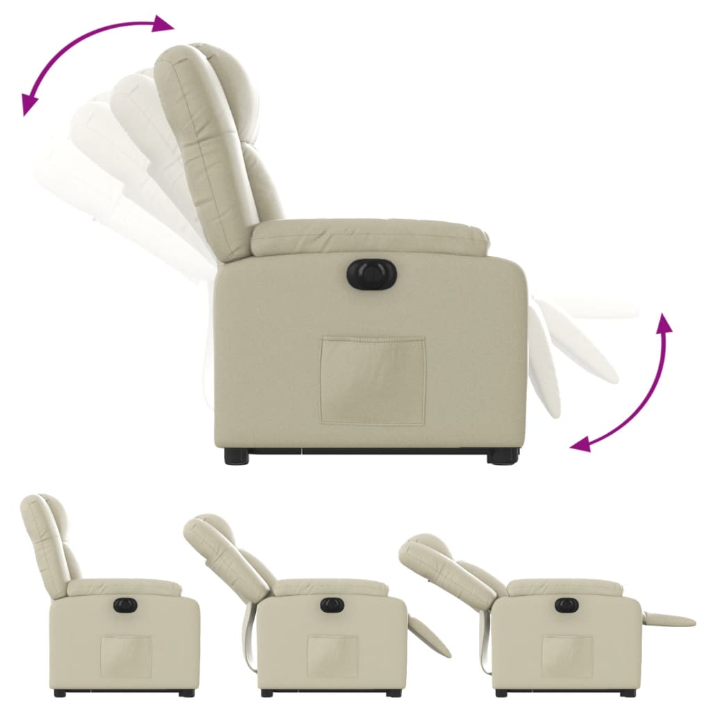 vidaXL Fotoliu rabatabil electric cu ridicare, crem, piele ecologică