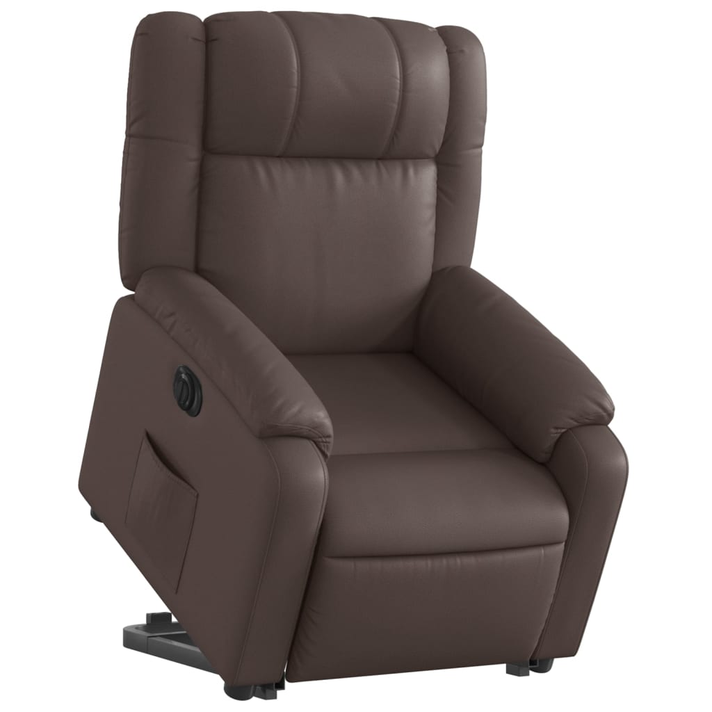 vidaXL Fotoliu rabatabil electric cu ridicare, maro, piele ecologică