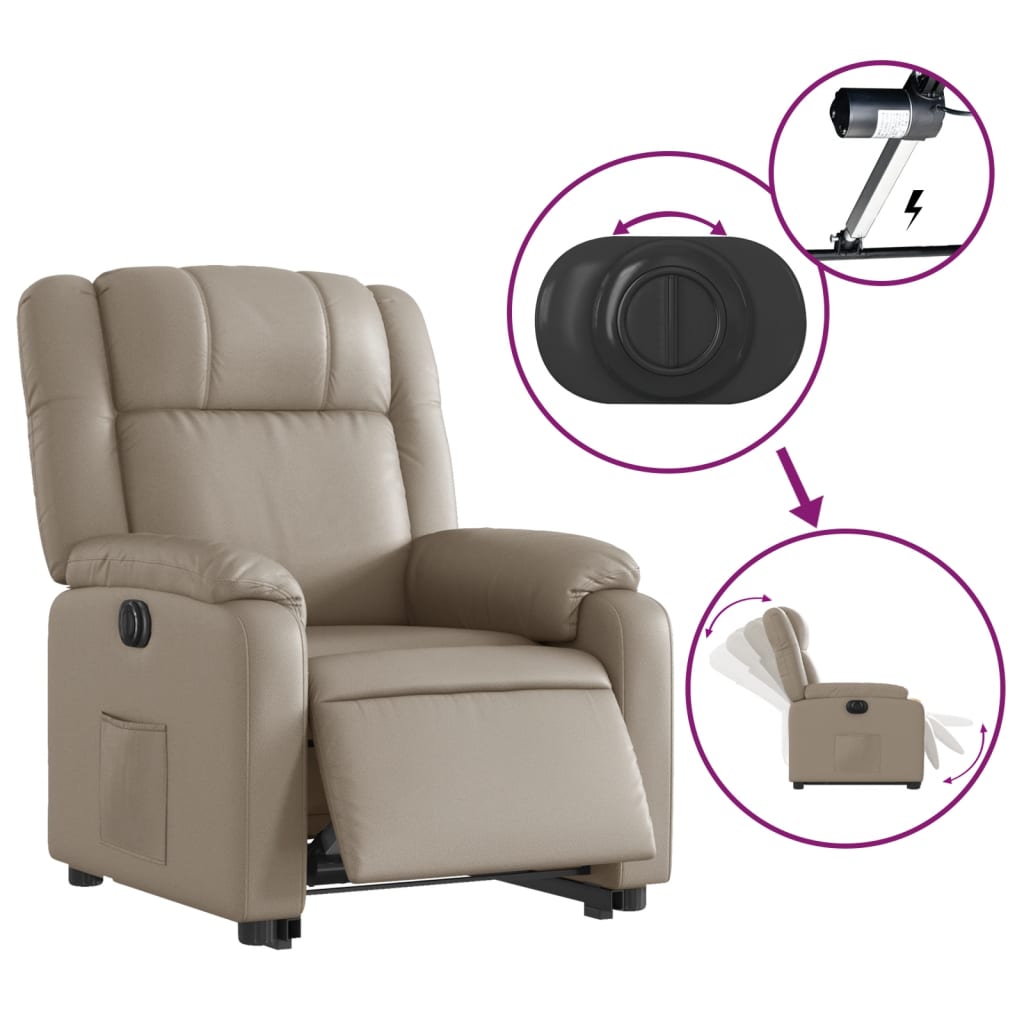 vidaXL Fotoliu rabatabil electric cu ridicare, cappuccino