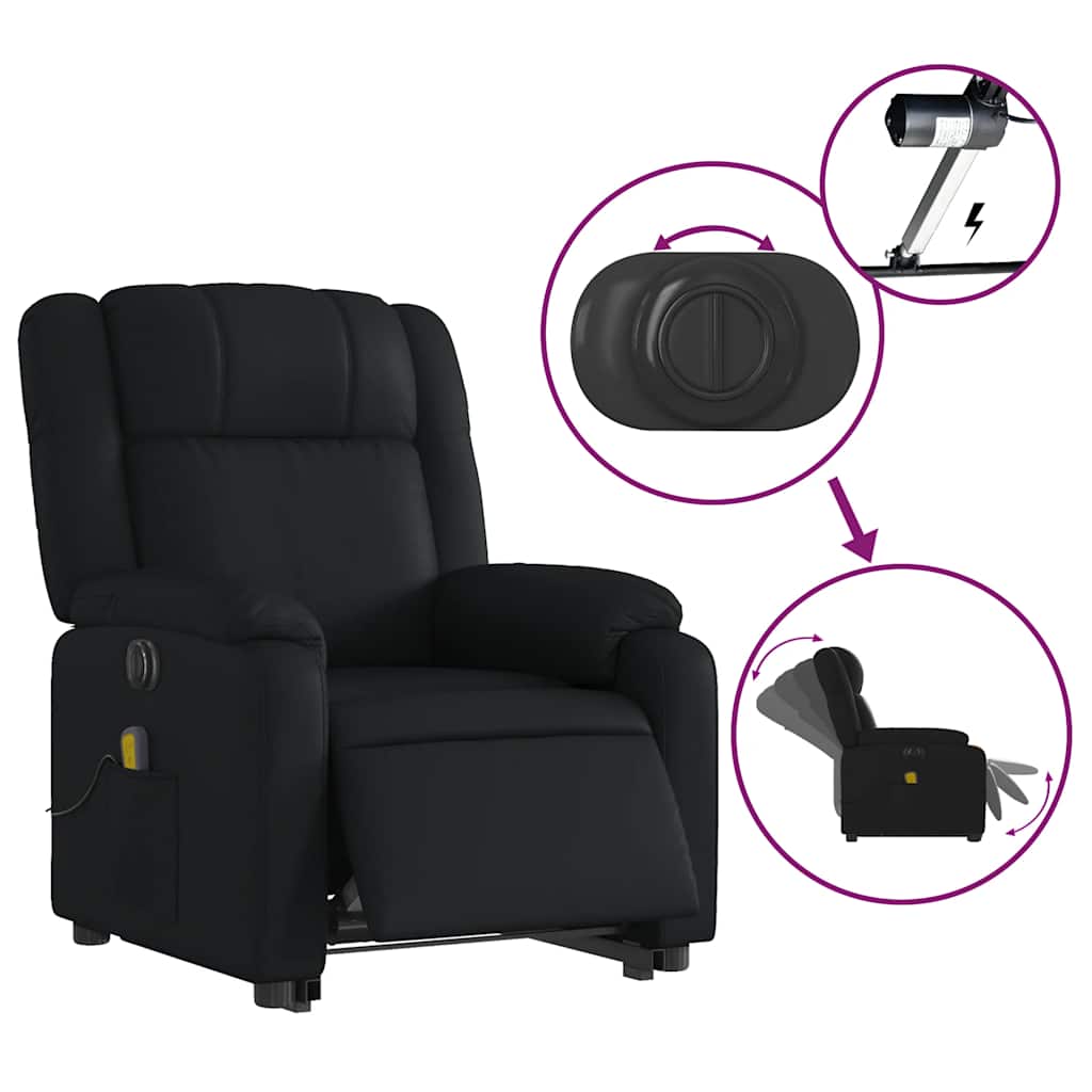 vidaXL Fotoliu electric masaj rabatabil cu ridicare, negru