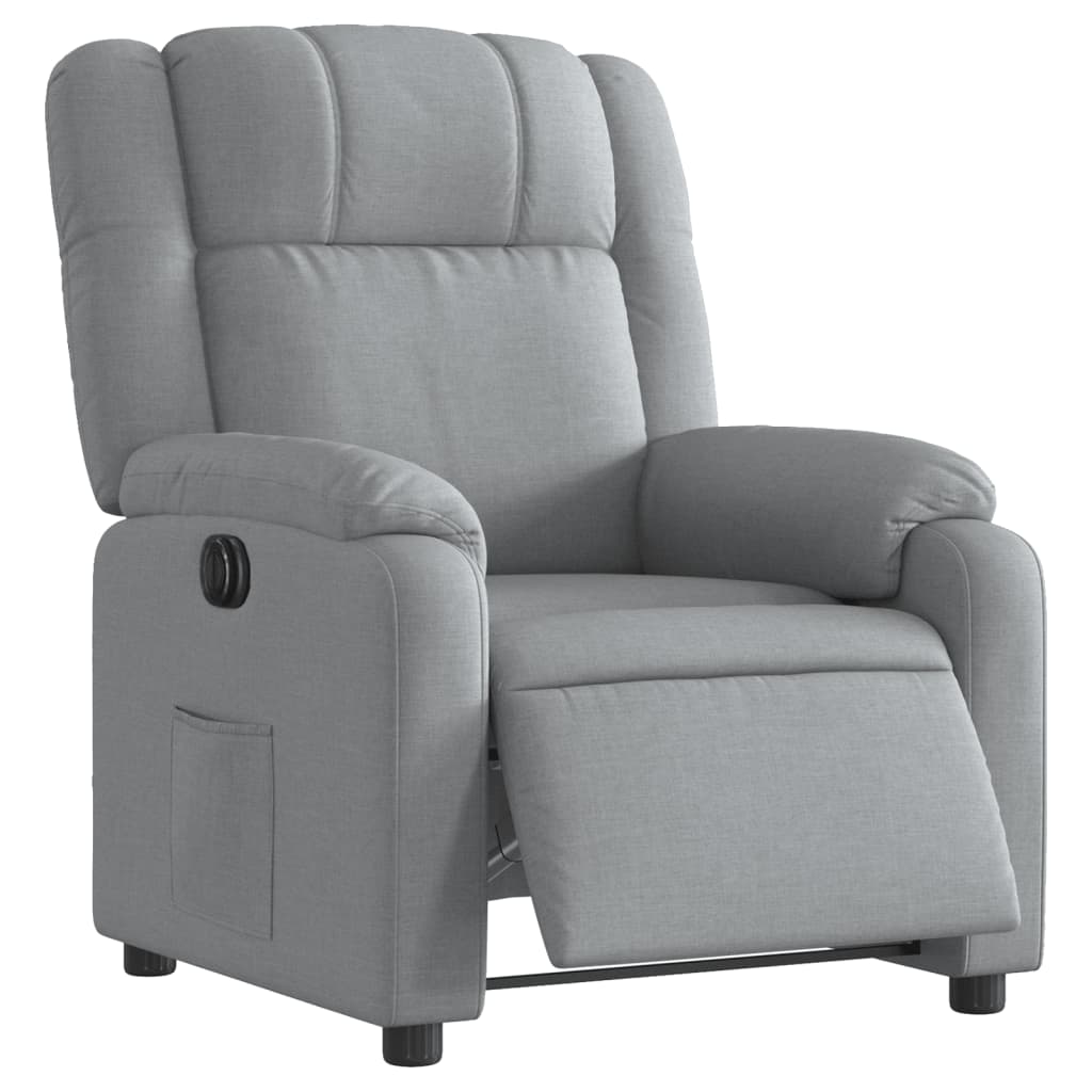 vidaXL Fotoliu rabatabil electric, gri deschis, textil