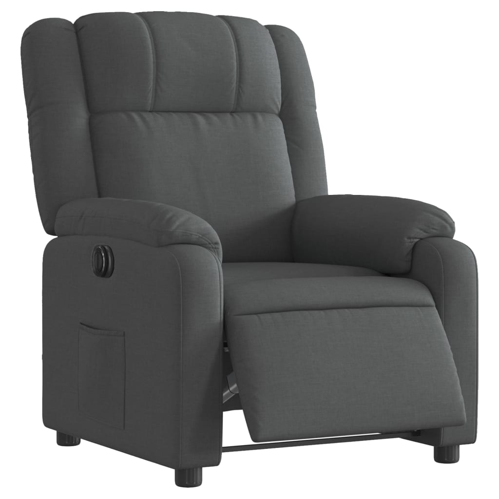 vidaXL Fotoliu rabatabil electric, gri închis, material textil