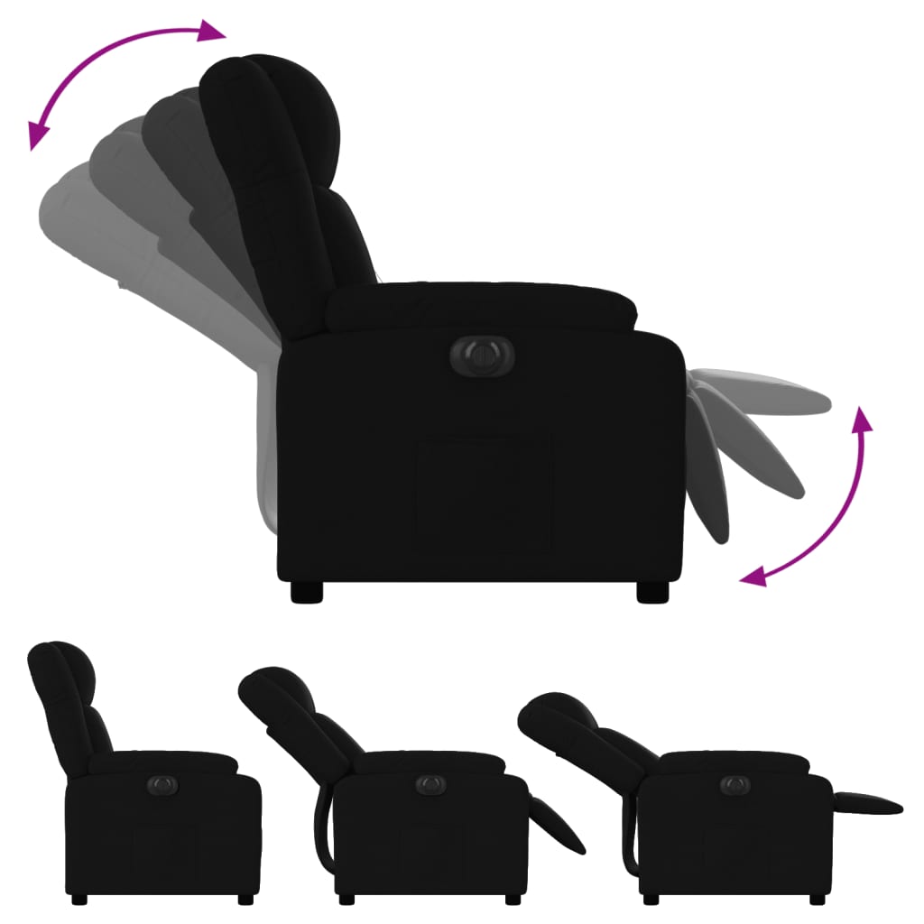 vidaXL Fotoliu rabatabil electric, negru, material textil