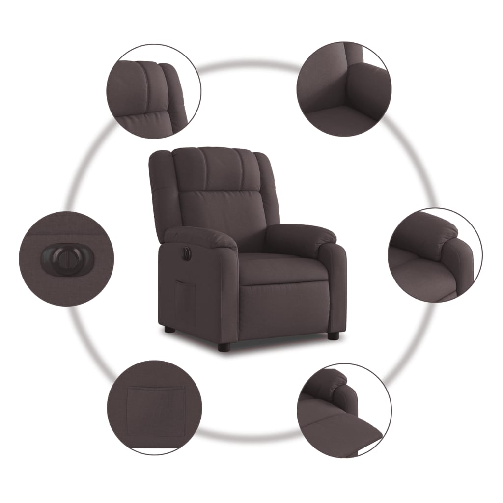 vidaXL Fotoliu rabatabil electric, maro închis, material textil