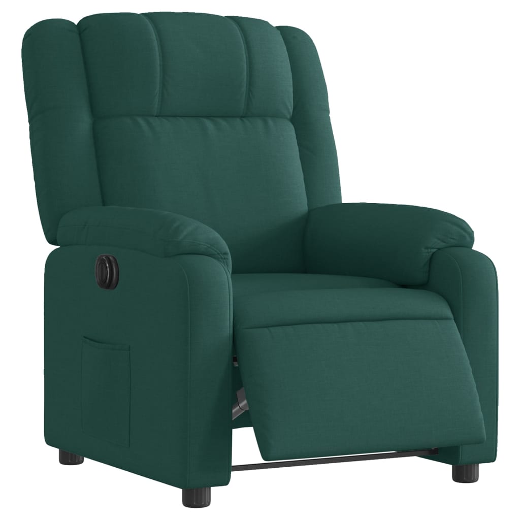vidaXL Fotoliu rabatabil electric, verde închis, material textil vidaXL Fotoliu rabatabil electric, verde închis, material textil