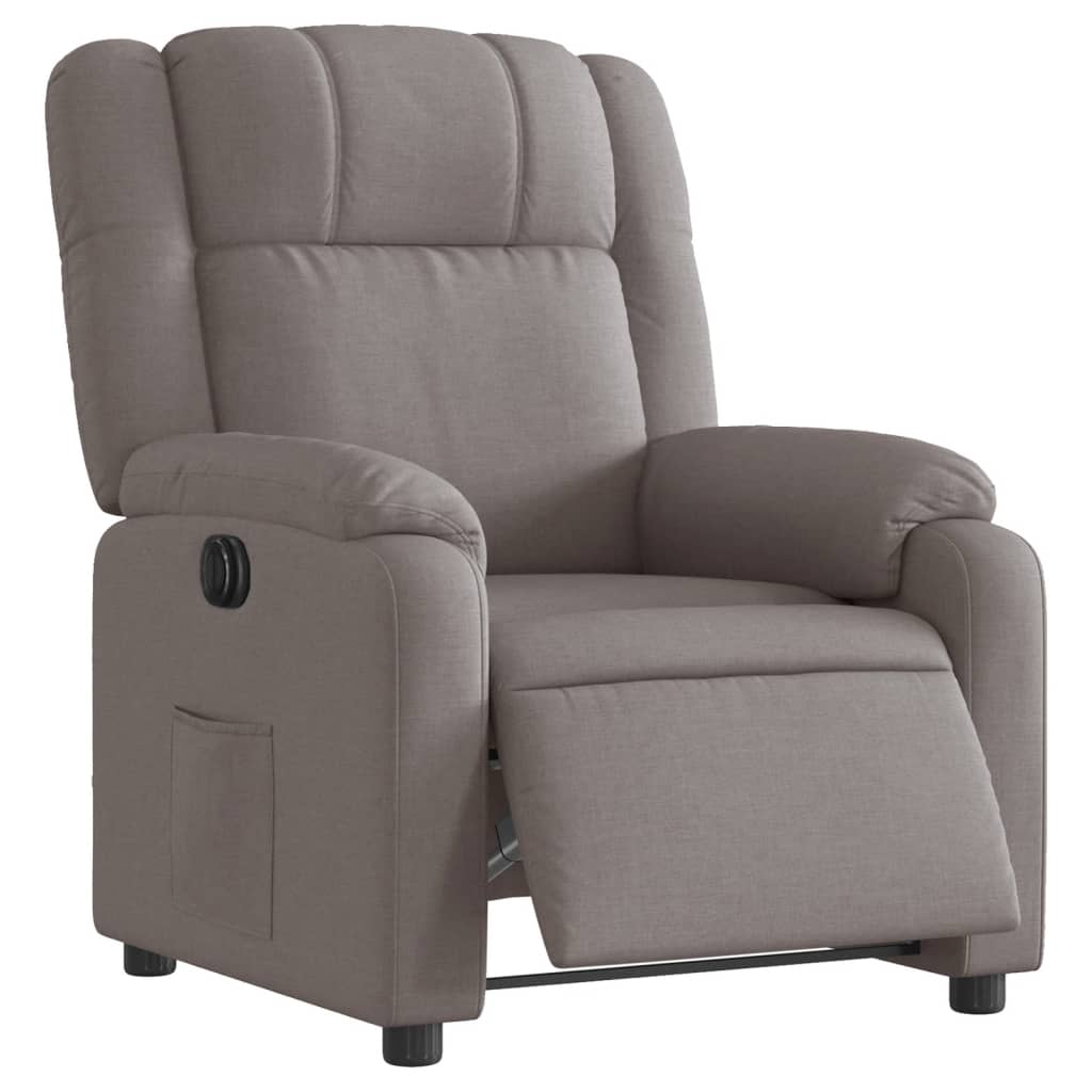 vidaXL Fotoliu rabatabil electric, gri taupe, material textil