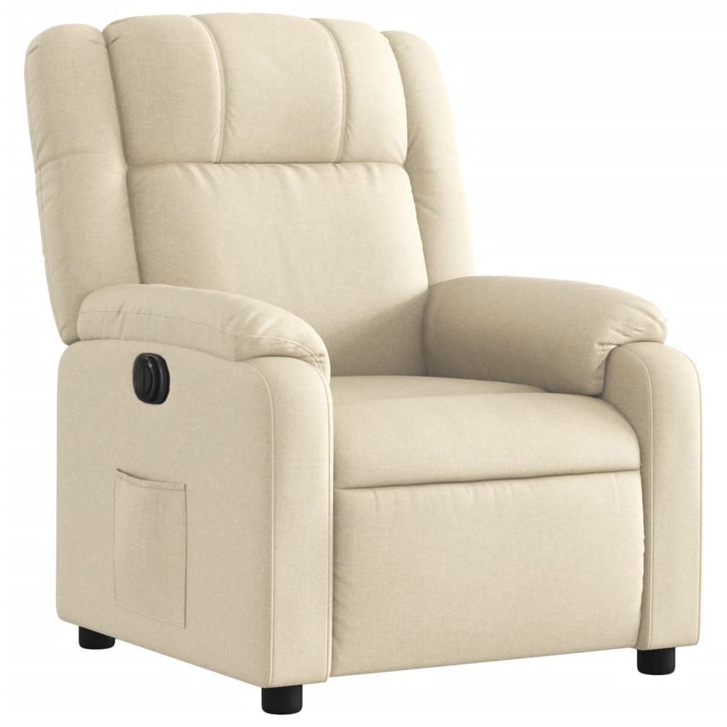 vidaXL Fotoliu rabatabil electric, crem, material textil