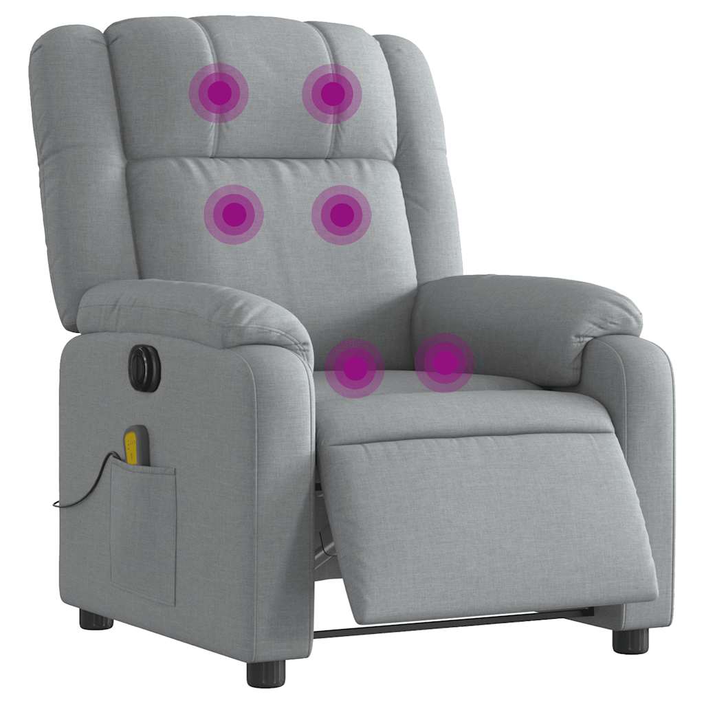 vidaXL Fotoliu electric de masaj rabatabil, gri deschis, microfibră