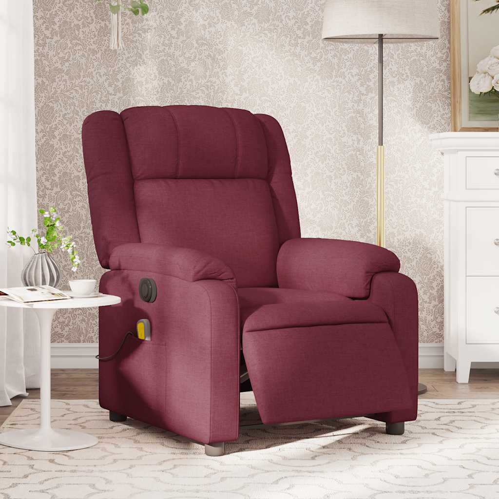 vidaXL Fotoliu electric de masaj rabatabil, roșu vin, textil vidaXL Fotoliu electric de masaj rabatabil, roșu vin, textil