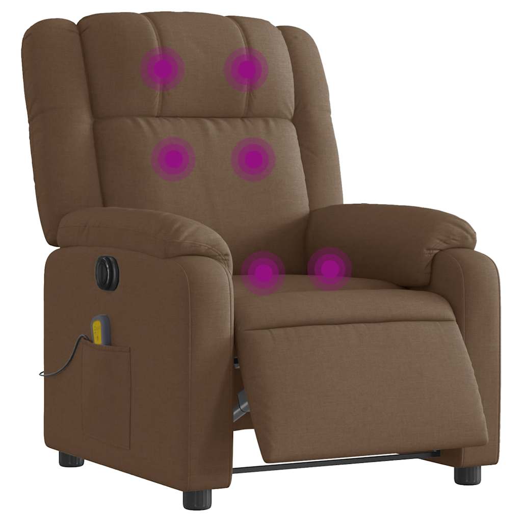 vidaXL Fotoliu electric de masaj rabatabil, maro, textil
