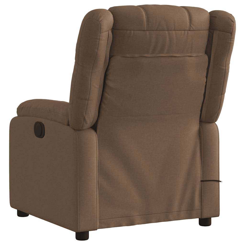 vidaXL Fotoliu electric de masaj rabatabil, maro, textil
