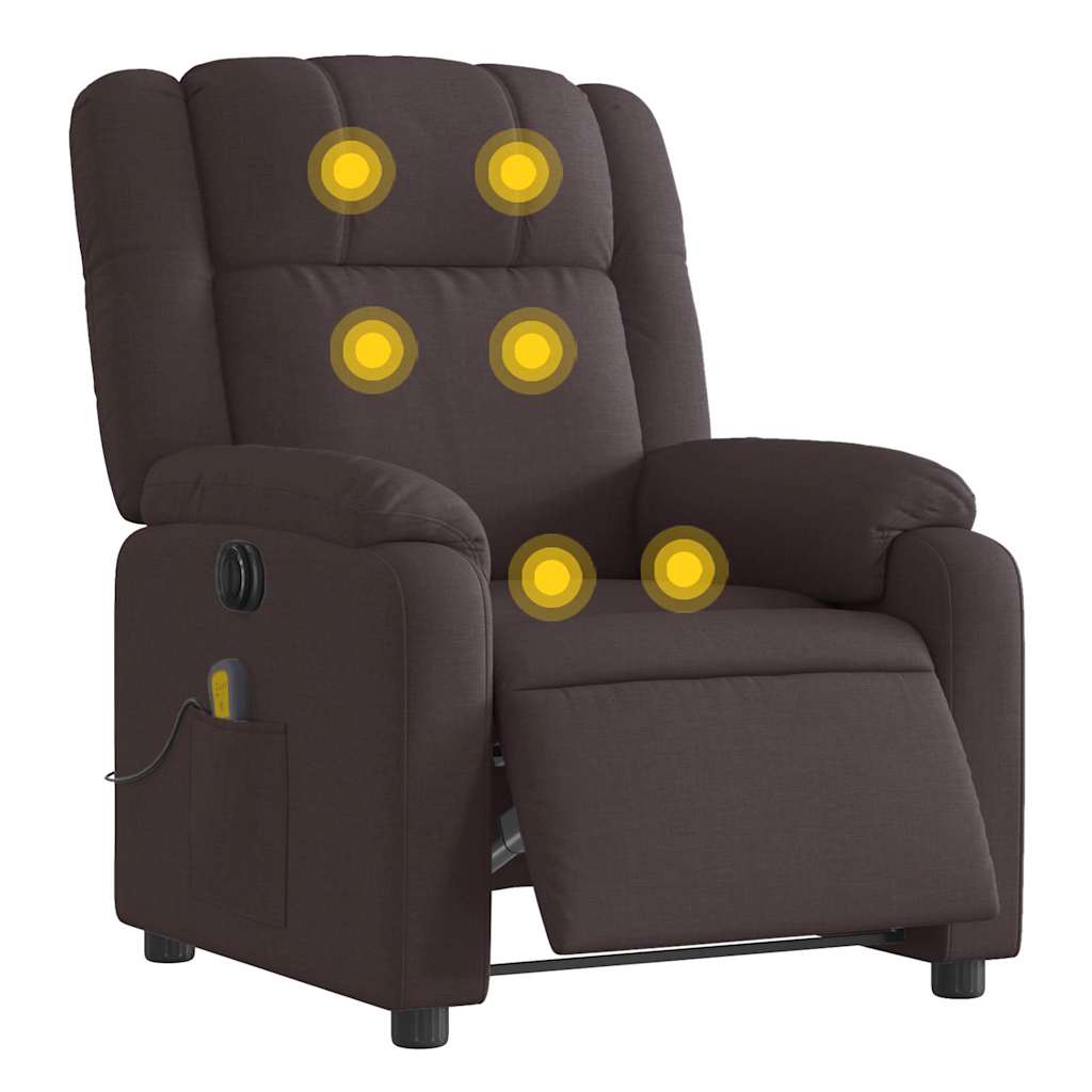 vidaXL Fotoliu electric de masaj rabatabil, maro închis, textil