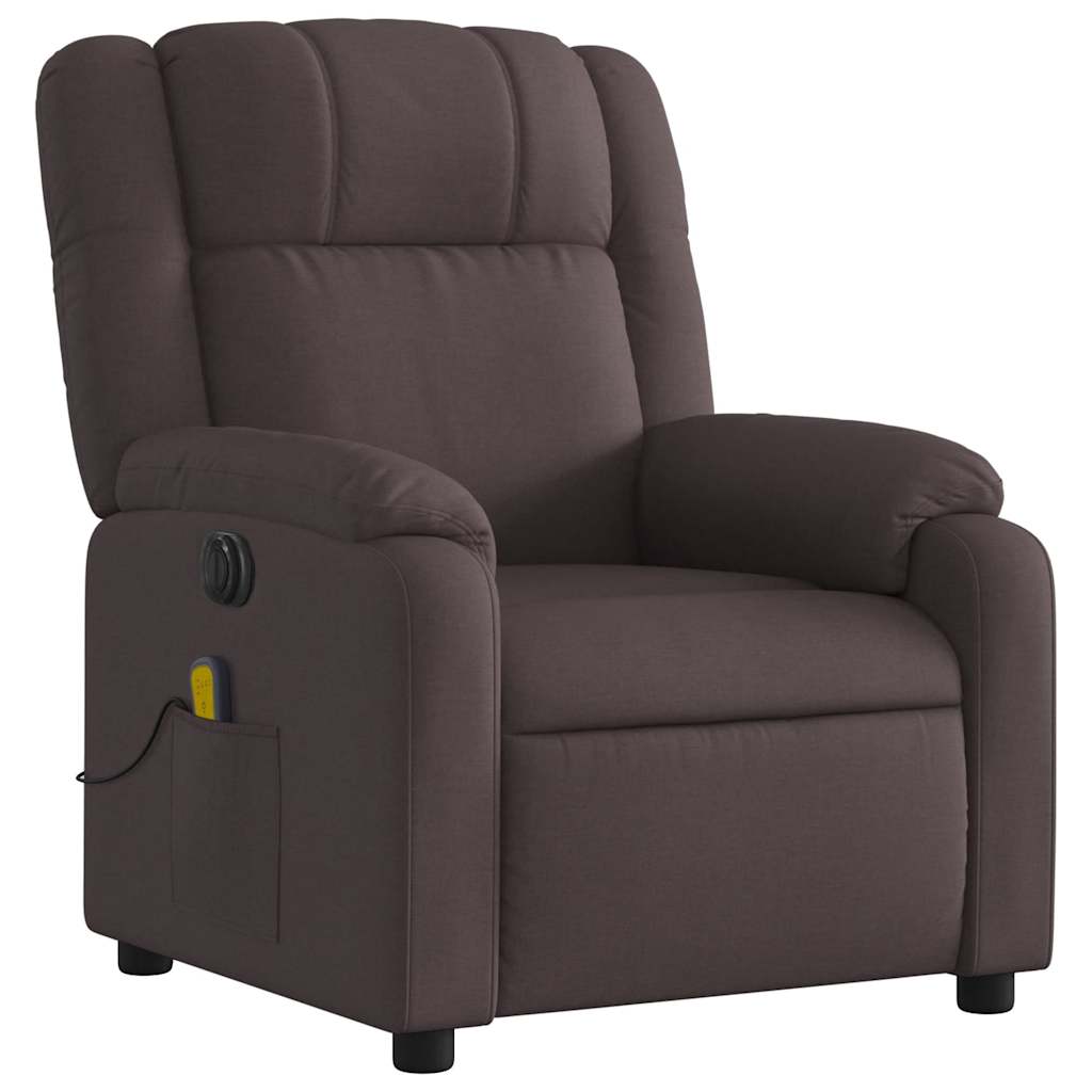 vidaXL Fotoliu electric de masaj rabatabil, maro închis, textil