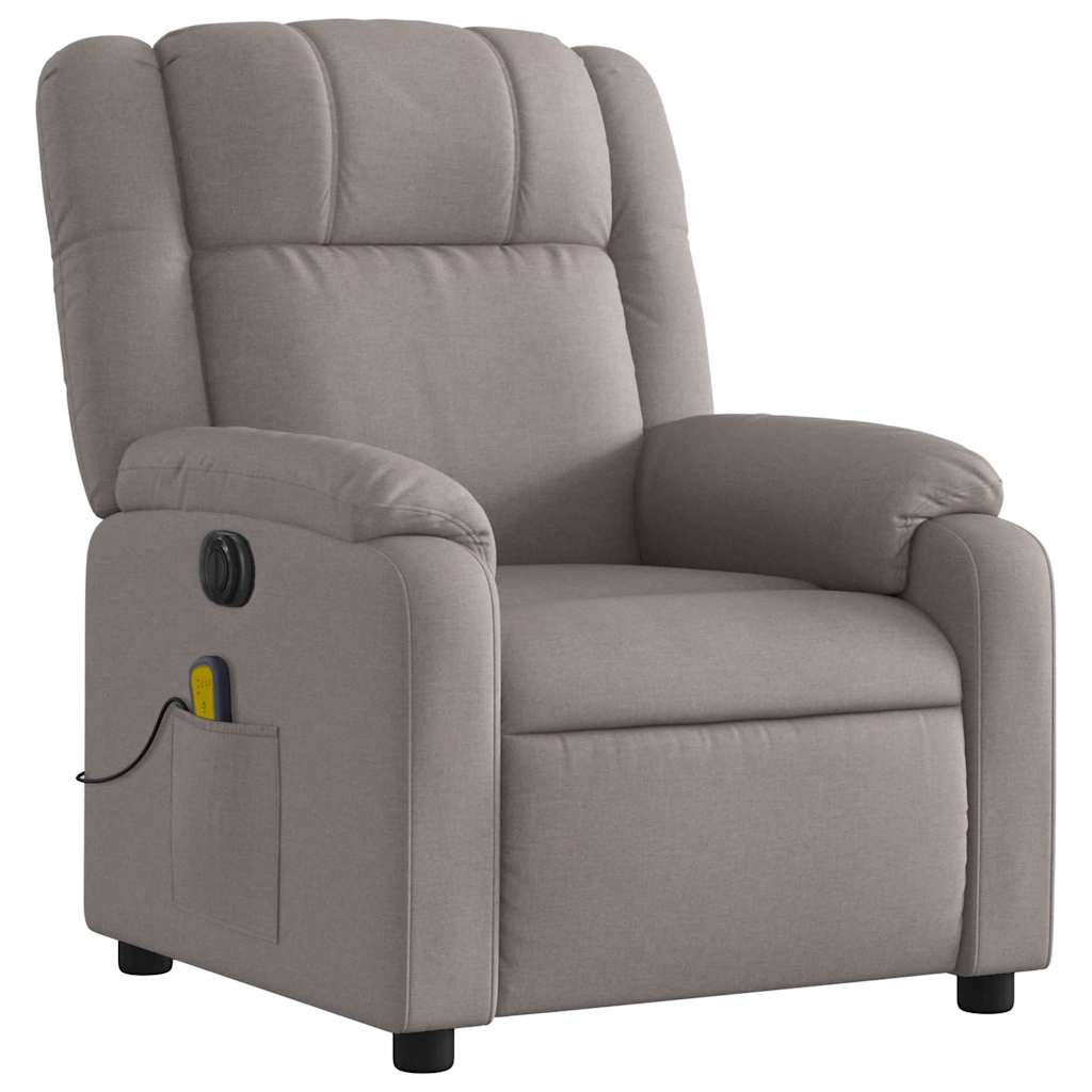 vidaXL Fotoliu electric de masaj rabatabil, gri taupe, textil
