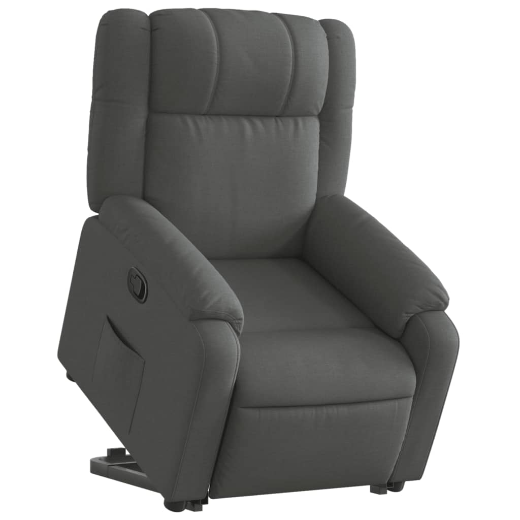 vidaXL Fotoliu rabatabil cu ridicare pe verticală, gri închis, textil