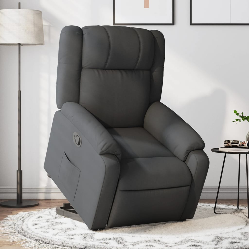 vidaXL Fotoliu rabatabil cu ridicare pe verticală, gri închis, textil