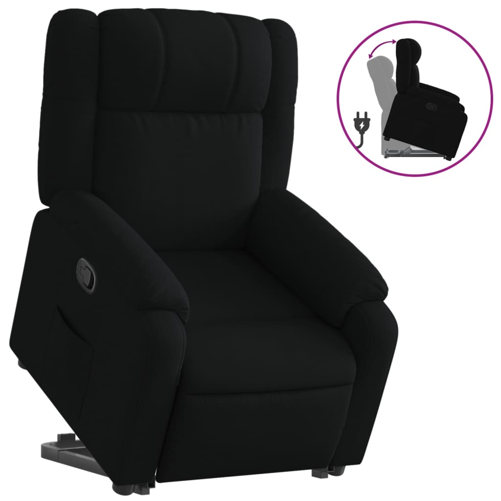 vidaXL Fotoliu rabatabil cu ridicare pe verticală, negru, textil