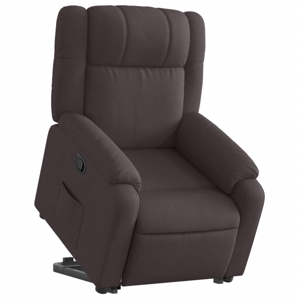 vidaXL Fotoliu rabatabil cu ridicare pe verticală, maro închis, textil