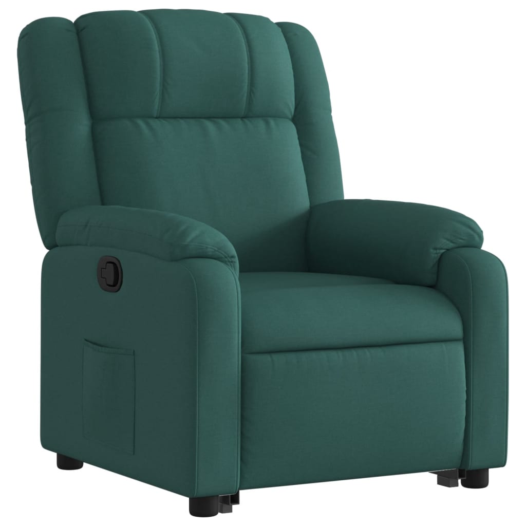 vidaXL Fotoliu rabatabil ridicare pe verticală, verde închis, textil vidaXL Fotoliu rabatabil ridicare pe verticală, verde închis, textil