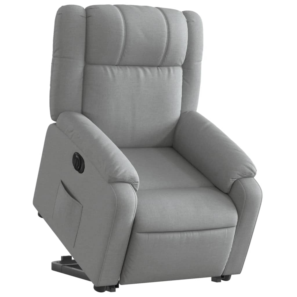 vidaXL Fotoliu electric rabatabil cu ridicare, gri deschis, textil