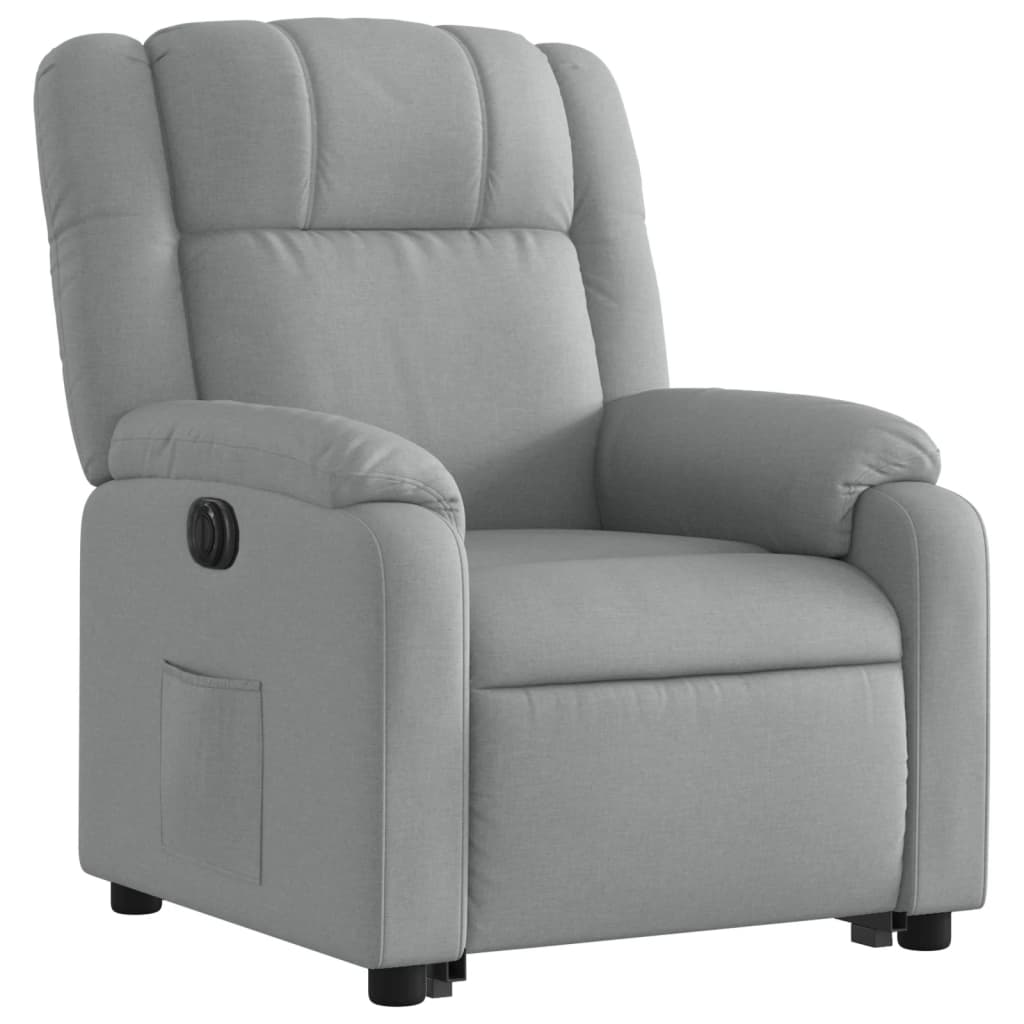 vidaXL Fotoliu electric rabatabil cu ridicare, gri deschis, textil