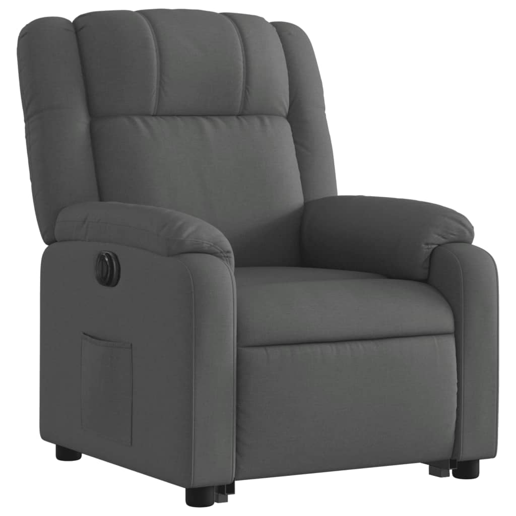 vidaXL Fotoliu electric rabatabil cu ridicare, gri închis, textil