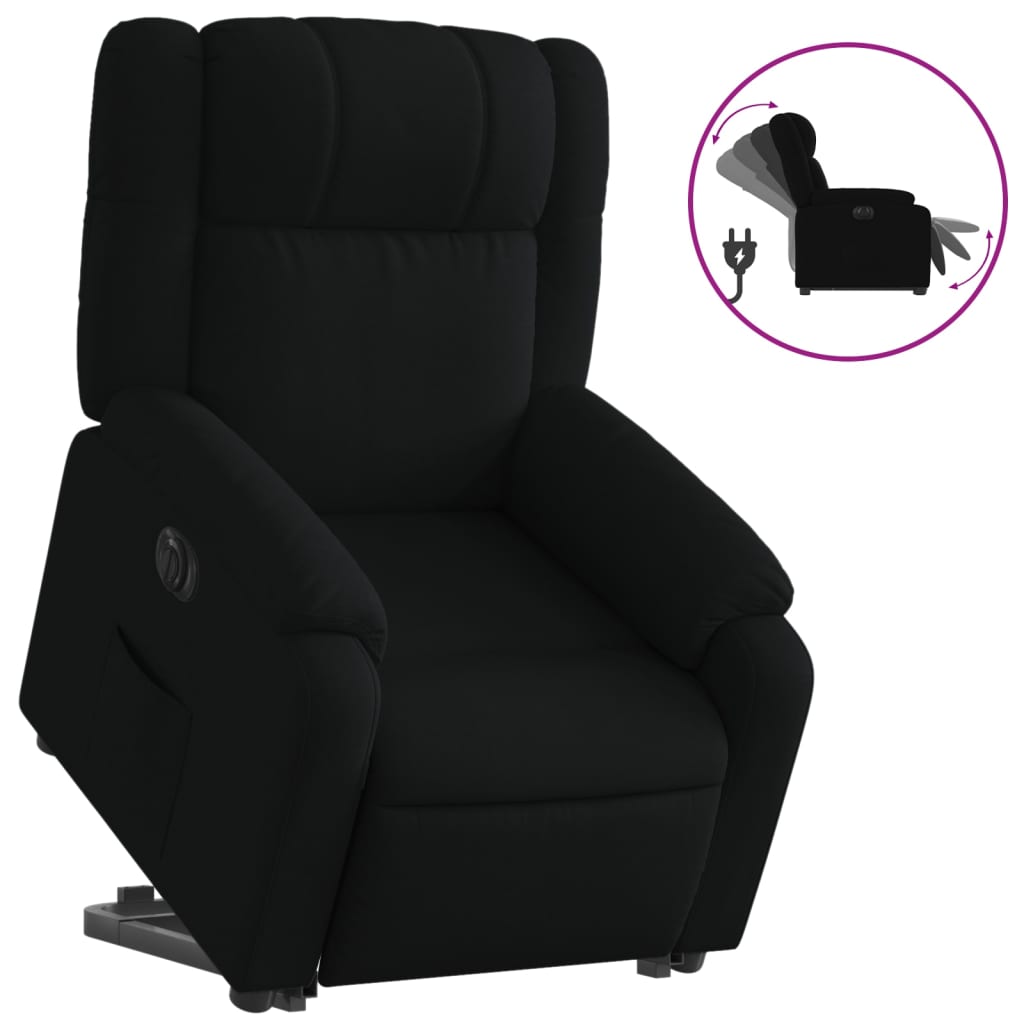 vidaXL Fotoliu electric rabatabil cu ridicare, negru, textil