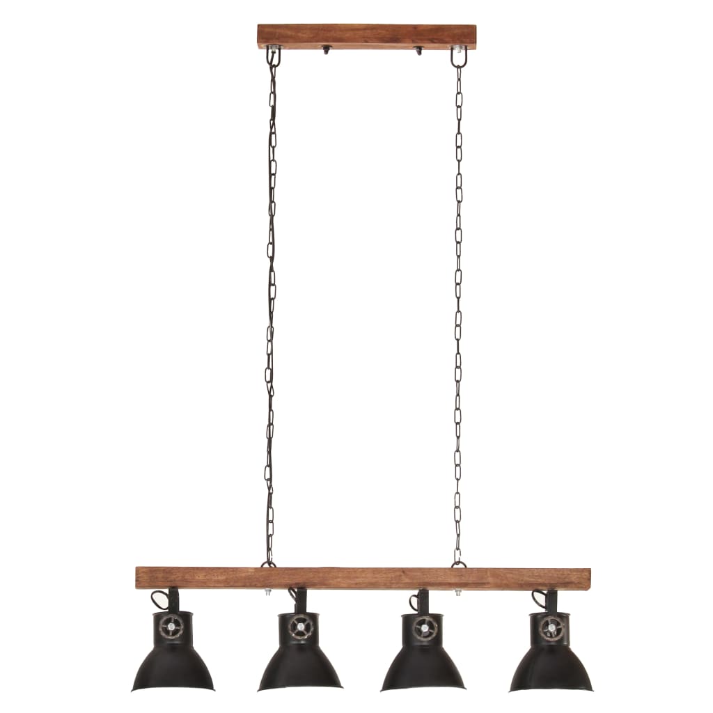 vidaXL Lampă suspendată industrială, negru, lemn de mango, E27 vidaXL Lampă suspendată industrială, negru, lemn de mango, E27