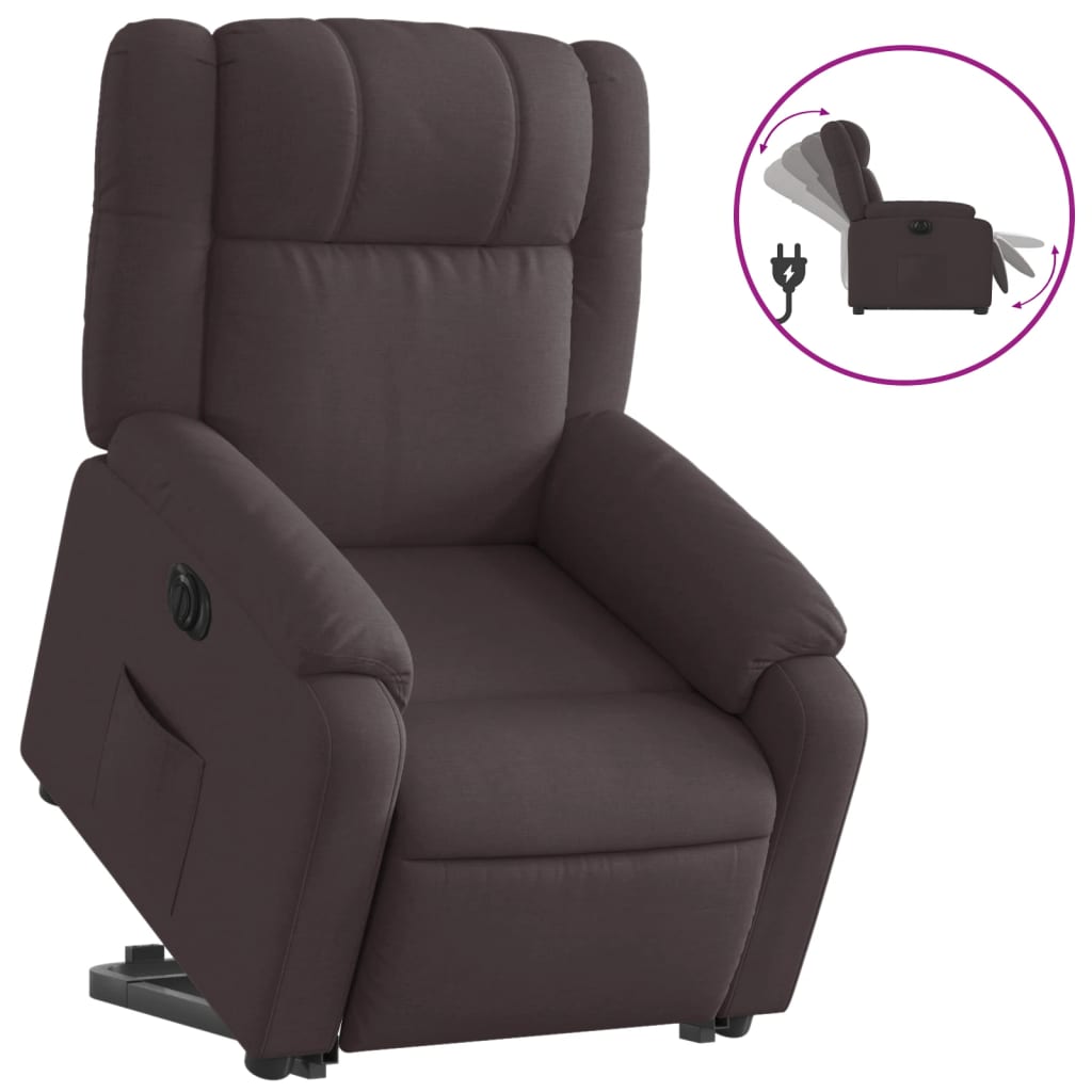 vidaXL Fotoliu electric rabatabil cu ridicare, maro închis, textil