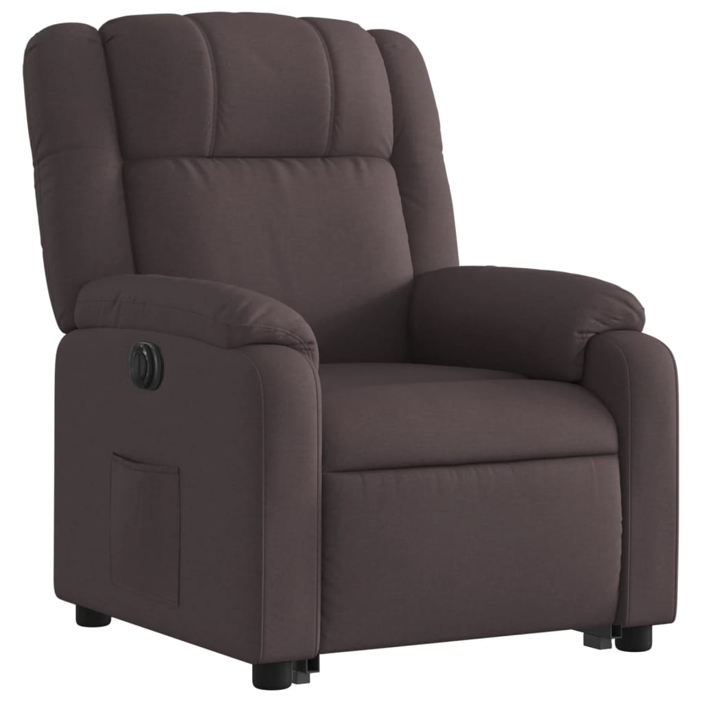 vidaXL Fotoliu electric rabatabil cu ridicare, maro închis, textil