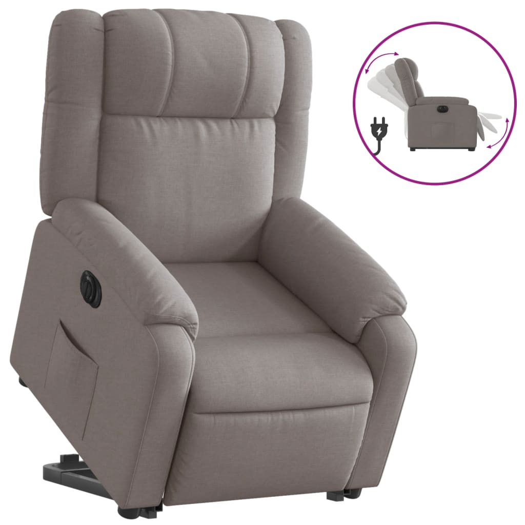 vidaXL Fotoliu electric rabatabil cu ridicare, gri taupe, textil