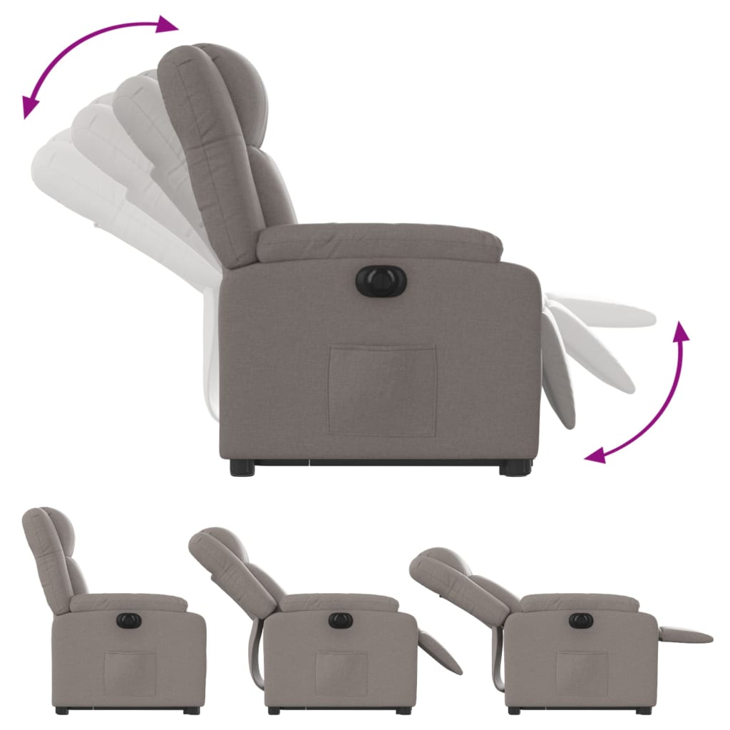vidaXL Fotoliu electric rabatabil cu ridicare, gri taupe, textil