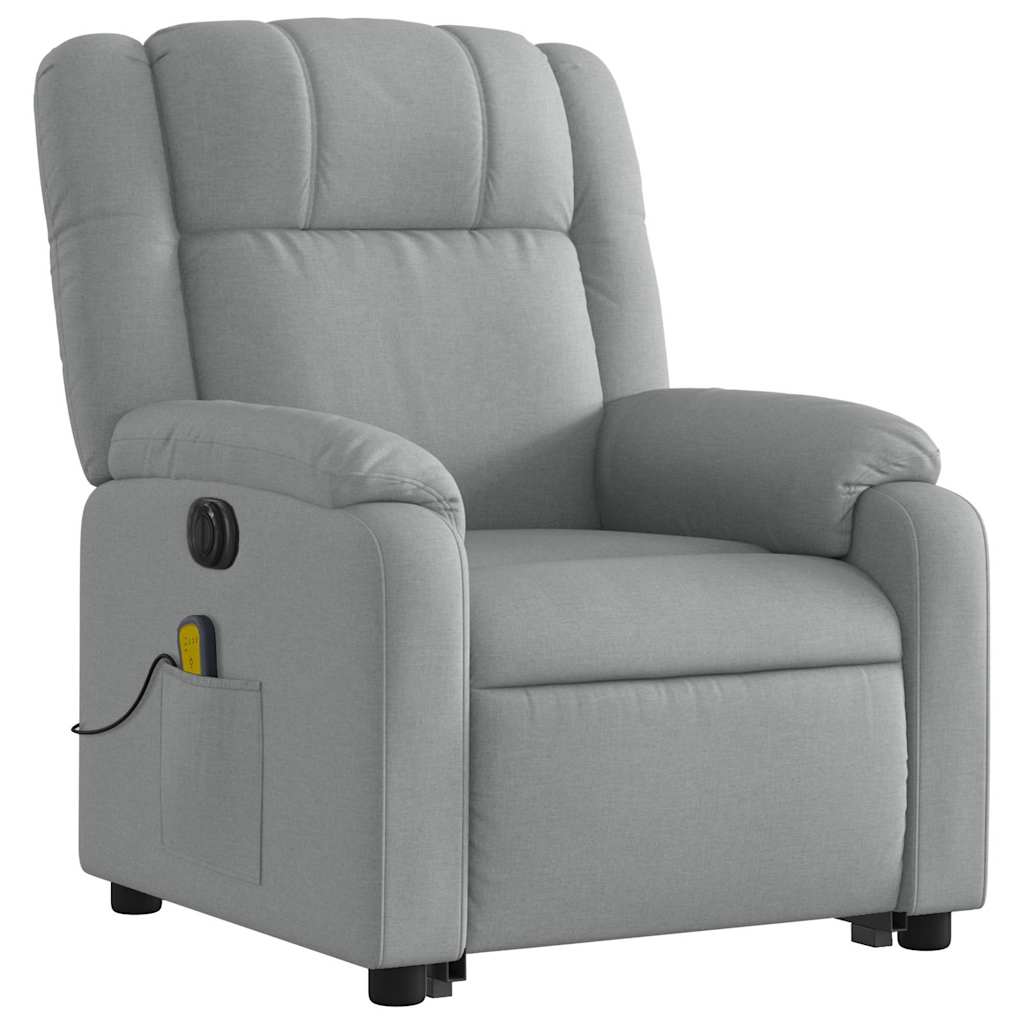 vidaXL Fotoliu electric masaj rabatabil cu ridicare, gri închis textil