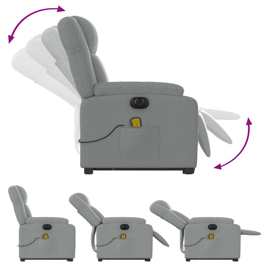 vidaXL Fotoliu electric masaj rabatabil cu ridicare, gri închis textil