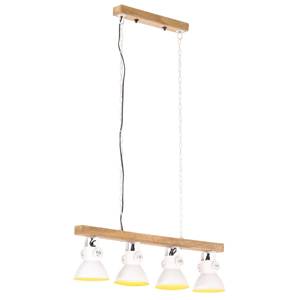 vidaXL Lampă suspendată industrială, alb, lemn de mango, E27 vidaXL Lampă suspendată industrială, alb, lemn de mango, E27