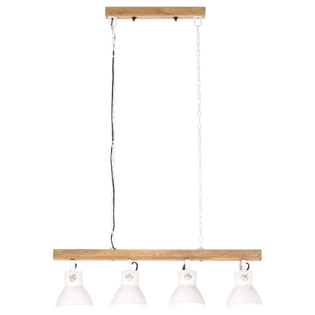 vidaXL Lampă suspendată industrială, alb, lemn de mango, E27 vidaXL Lampă suspendată industrială, alb, lemn de mango, E27