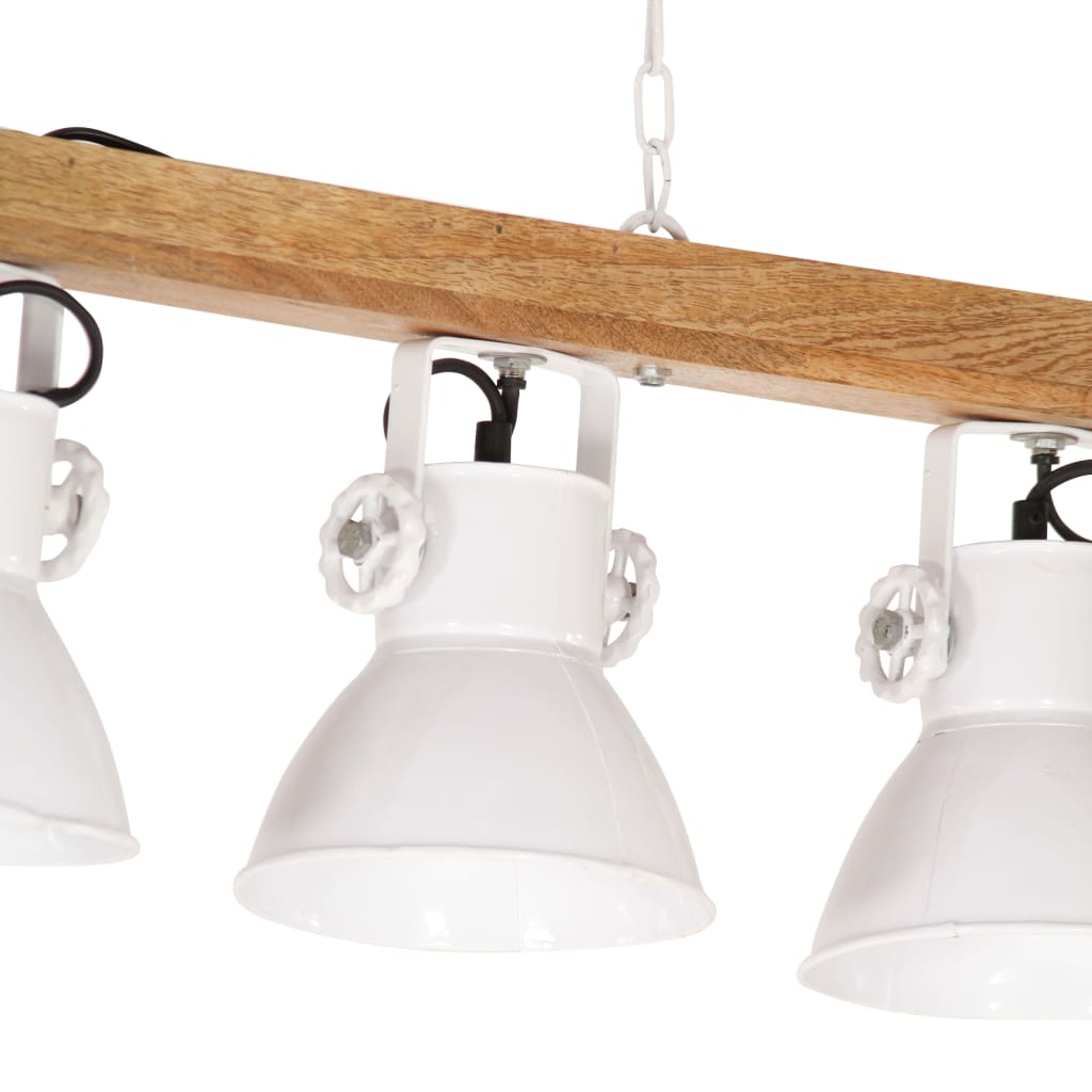 vidaXL Lampă suspendată industrială, alb, lemn de mango, E27 vidaXL Lampă suspendată industrială, alb, lemn de mango, E27
