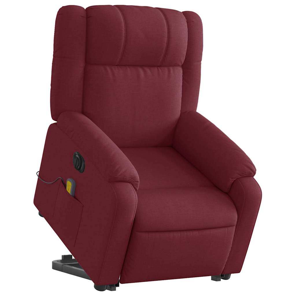 vidaXL Fotoliu de masaj electric rabatabil cu ridicare roșu vin textil