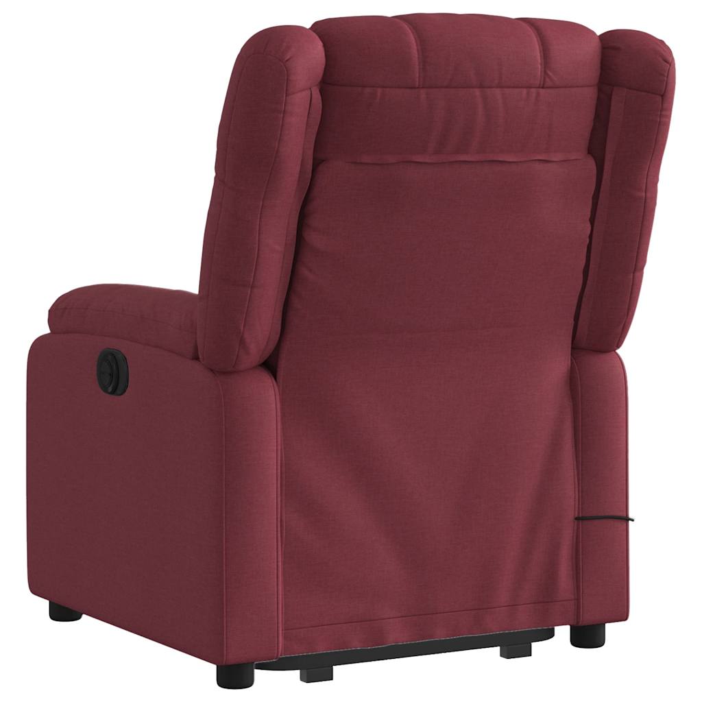 vidaXL Fotoliu de masaj electric rabatabil cu ridicare roșu vin textil