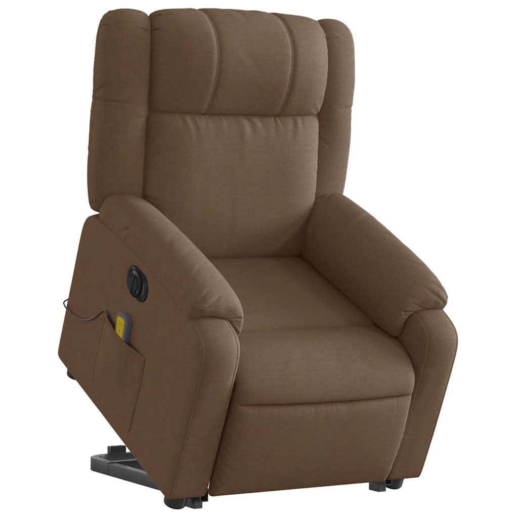 vidaXL Fotoliu electric de masaj rabatabil cu ridicare, maro, textil vidaXL Fotoliu electric de masaj rabatabil cu ridicare, maro, textil
