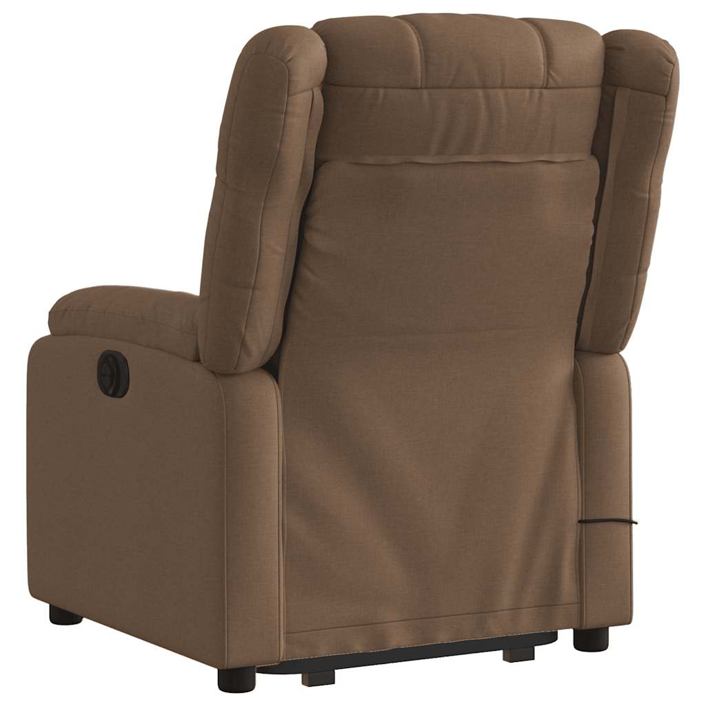 vidaXL Fotoliu electric de masaj rabatabil cu ridicare, maro, textil vidaXL Fotoliu electric de masaj rabatabil cu ridicare, maro, textil
